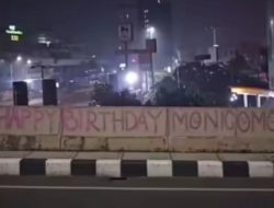 Coretan “Happy Birthday Monicomo”  di Flyover Jalan Ahmad Yani Rusak Estetika, Satpol PP Telusuri Pelaku