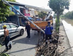 Tiang PJU di Harapan Baru Roboh