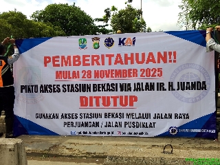 Catat, Mulai Jumat 28 November 2025, Jalan Ir H. Juanda Depan Stasiun Bekasi Ditutup, Ini Jalan Alternatifnya