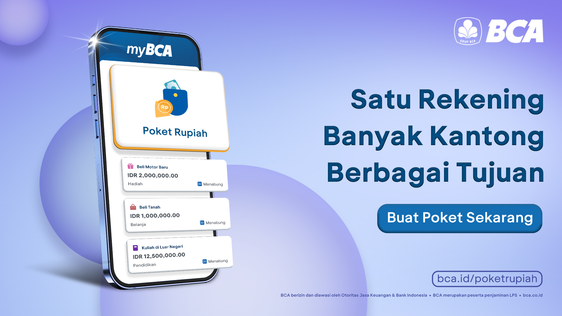 BCA Luncurkan Fitur Poket Rupiah di myBCA, Bantu Nasabah Kelola Berbagai Tujuan Keuangan Dalam Satu Rekening