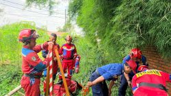 Petugas Disdamkarmat Kota Bekasi Selamatkan Dua Kambing Terperosok Sumur Tua Sedalam 20 Meter