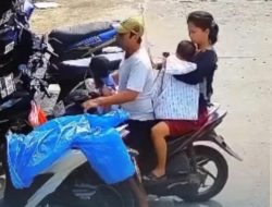 Pria Bertopi Bawa Istri dan Anak Curi Belanjaan Daging Ayam di Jatimulya Bekasi